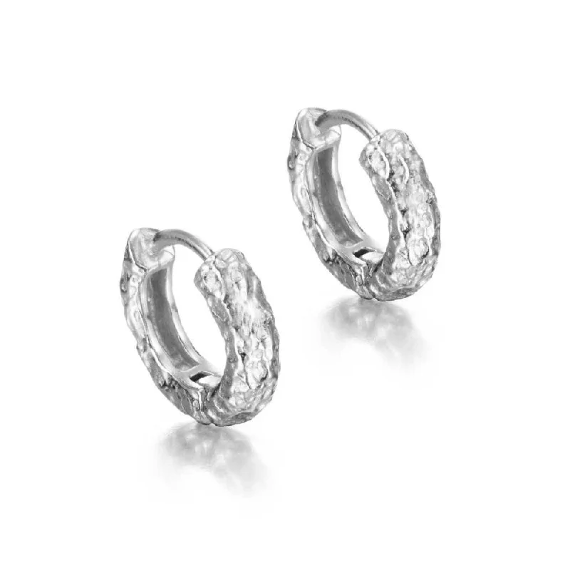 Drop Earrings for Festival Style -Jorge Revilla Lava Collection Sterling Silver Huggie Hoop Earrings