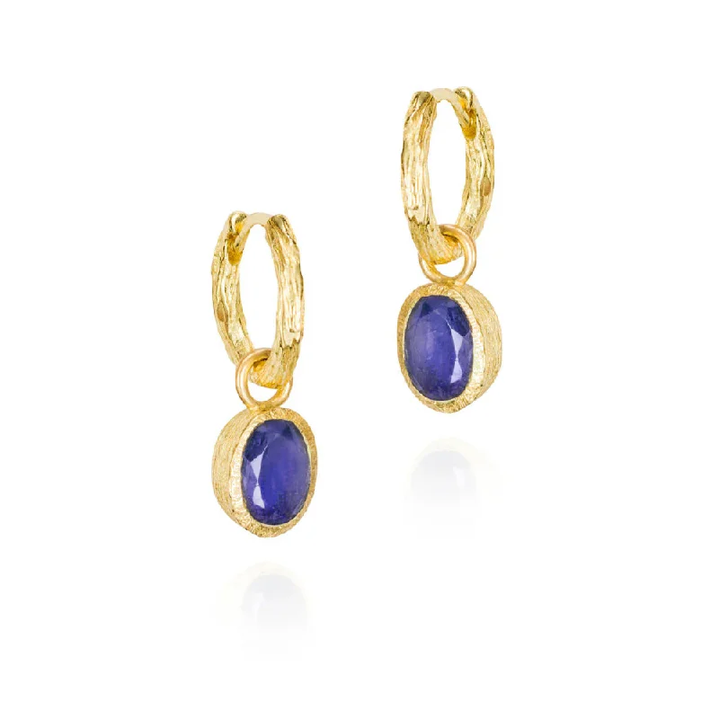 Drop Earrings with Symbolic Elements -Jorge Revilla Zen Collection Sapphire Drop Earrings