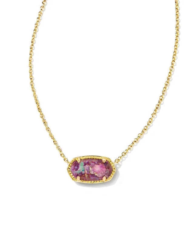 Stunning necklaces and pendants with amethyst gemstones for a calming effect-Kendra Scott Elisa Necklace Gold Bronze Veined Purple Turquoise