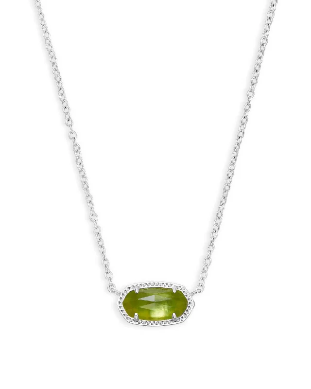 Fashionable necklaces and pendants with birthstones for a personalized gift idea-Kendra Scott Elisa Necklace - Rhodium Peridot Illusion