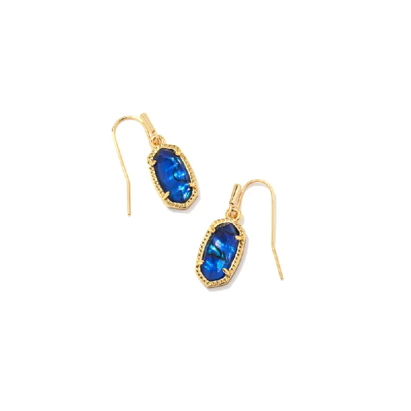 Large Drop Earrings for Statement -Kendra Scott Lee Drop Earrings in Gold Navy Abalone