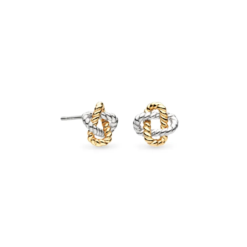 Round Drop Earrings for Classic -Kit Heath Marina Rope Knot Golden Stud Earrings