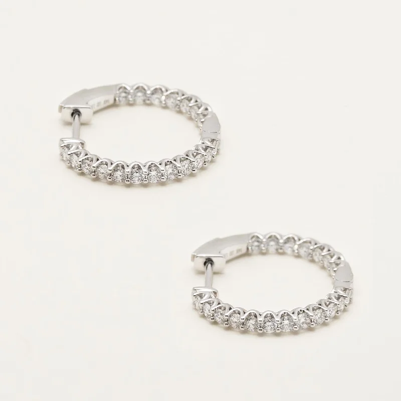 Crystal and Pearl Drop Earrings for Glamour -Lab Grown Diamond Inside Out Hoop Earrings in 14kt White Gold (1ct tw)