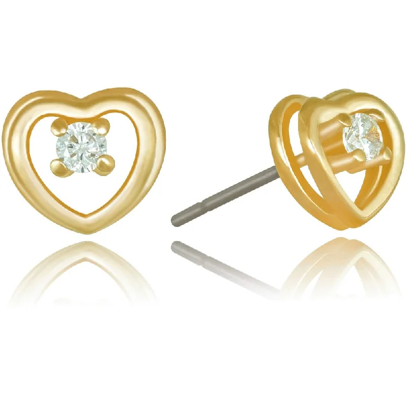 Drop Earrings for Bridesmaids Look -8mm Cubic Zirconia Heart Stud Earrings