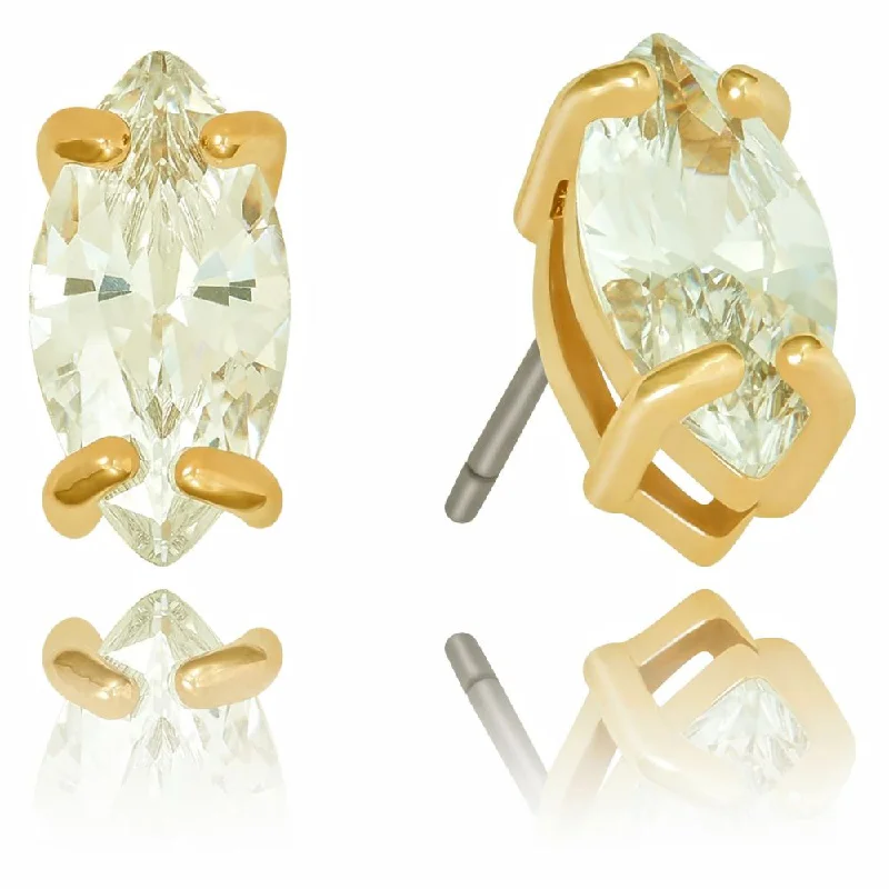 Drop Earrings for Wellness Routine -Cubic Zirconia Marquise Stud Earrings