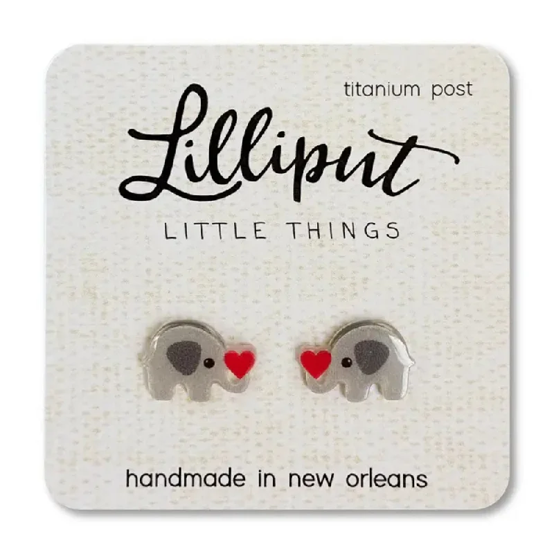 Large Drop Earrings for Statement -Lilliput Little Things Elephant W Heart Earrings