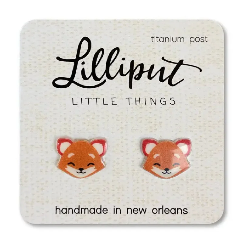 Push Back Drop Earrings for Convenience -Lilliput Little Things Fox Earrings