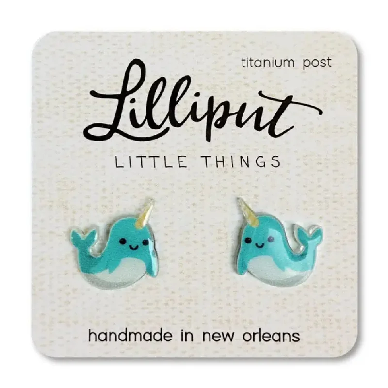 Detachable Drop Earrings with Charms -Lilliput Little Things Narwhal Earrings