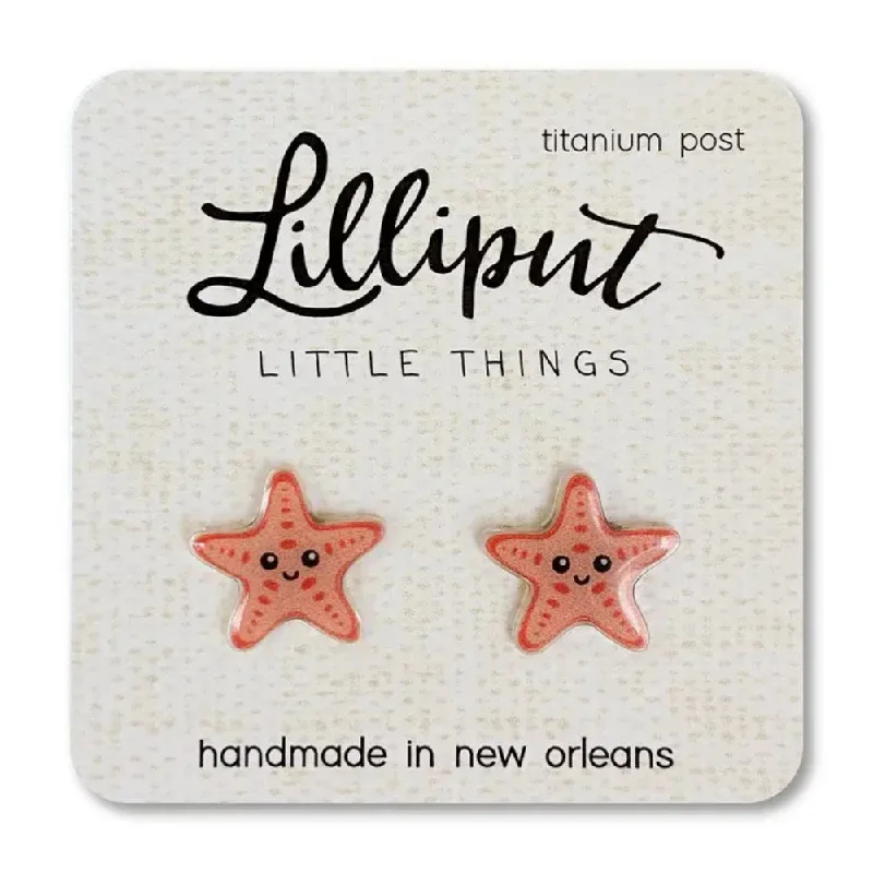 Clip On Drop Earrings for Non Pierced -Lilliput Little Things Starfish Earrings