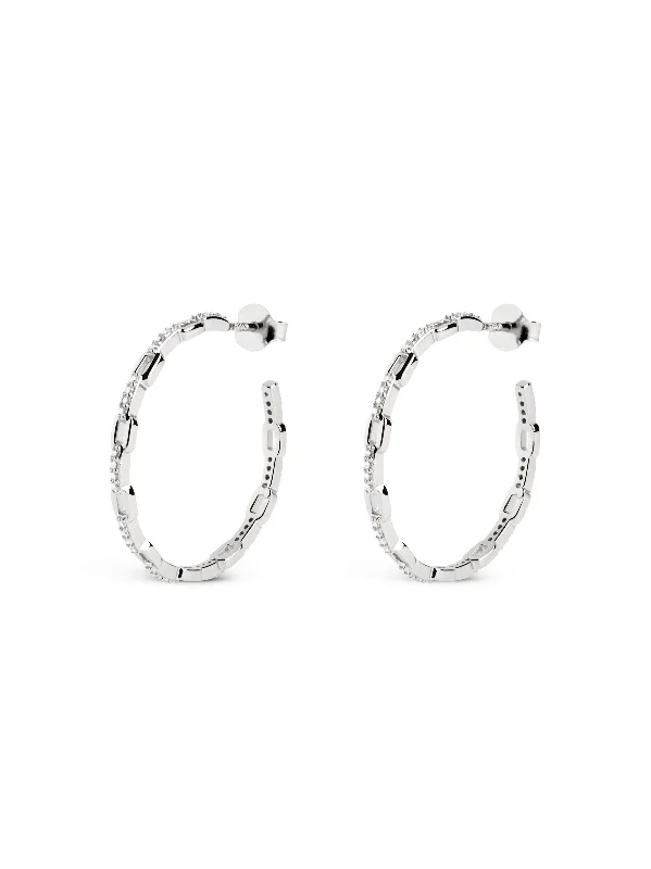 Retro Drop Earrings for Nostalgia -Link Sparks Silver Hoop Earrings