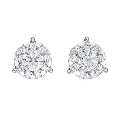 Large Drop Earrings for Statement -Memoire Bouquet Diamond Halo Earrings in 18kt White Gold (3/8ct tw)