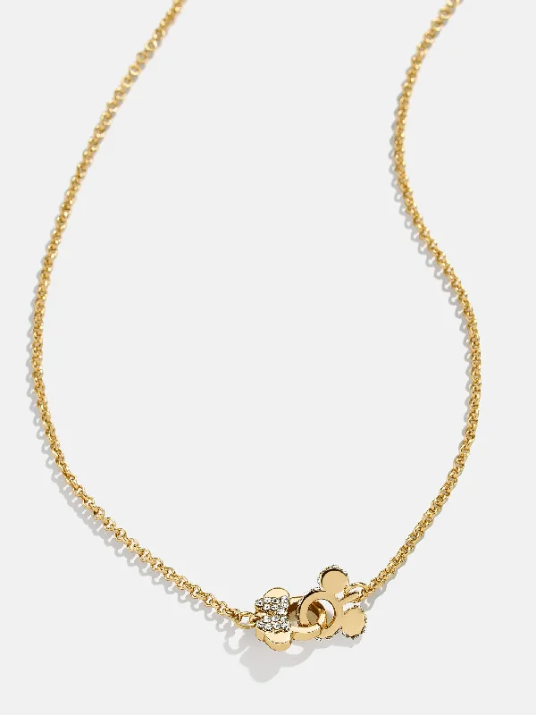 Best necklaces and pendants with heart-shaped designs for a romantic look-Mickey Mouse & Minnie Mouse Disney Better Half Necklace - Gold/Pavé