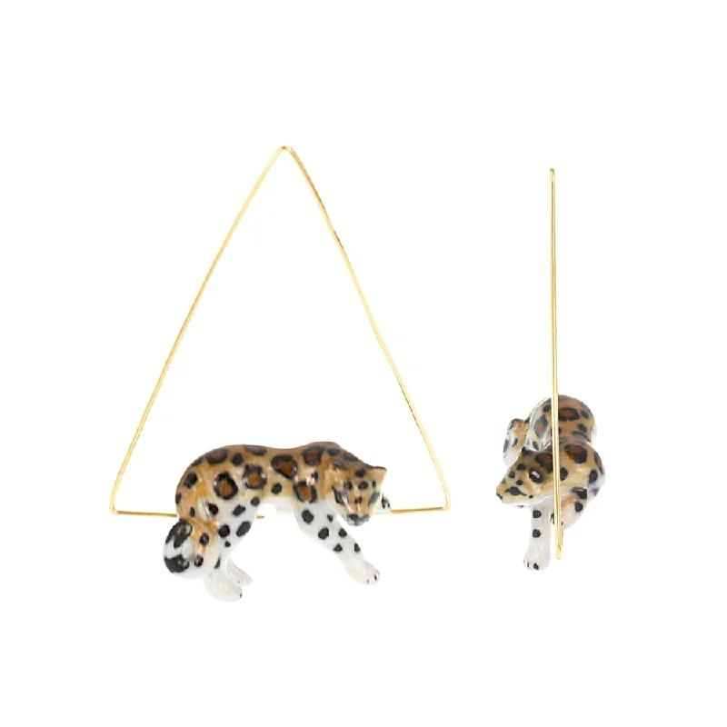 Animal Print Drop Earrings for Fun -Leopard Triangle Earrings