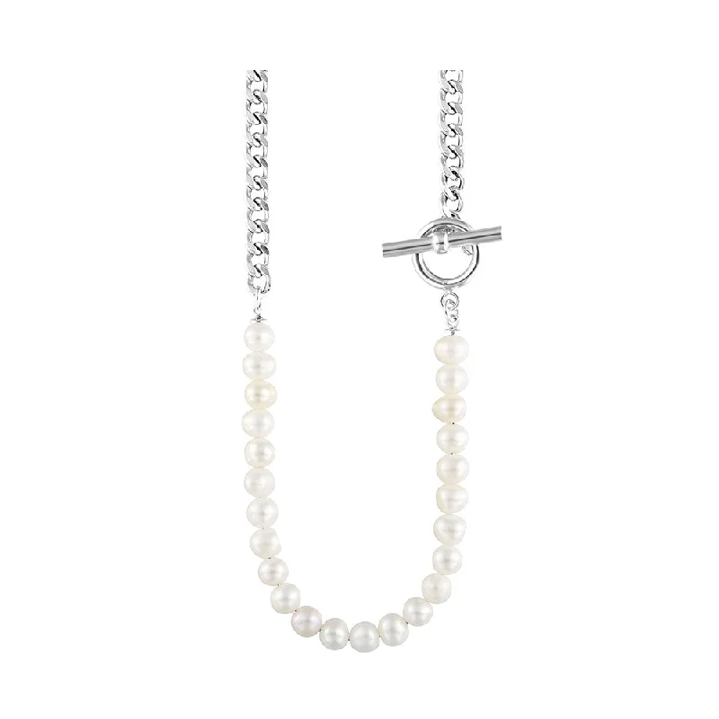 Elegant necklaces and pendants with gold chains for a chic, timeless appearance-SILVER PEARL NECKLACE