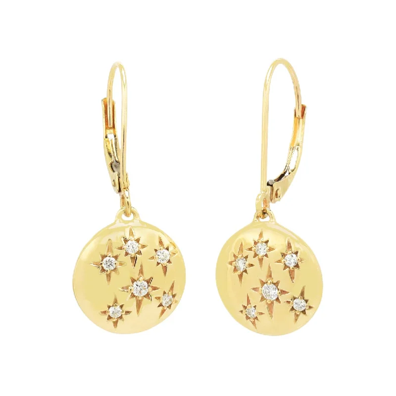 Drop Earrings for Beach Outfit -Northern Star Diamond Celestial Star Drop Earrings in 10kt Yellow Gold (1/7ct tw)