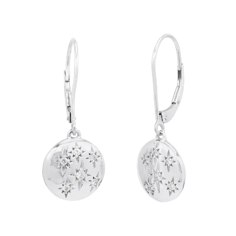 Drop Earrings for Festival Style -Northern Star Diamond Celestial Star Drop Earrings in Sterling Silver (1/7ct tw)