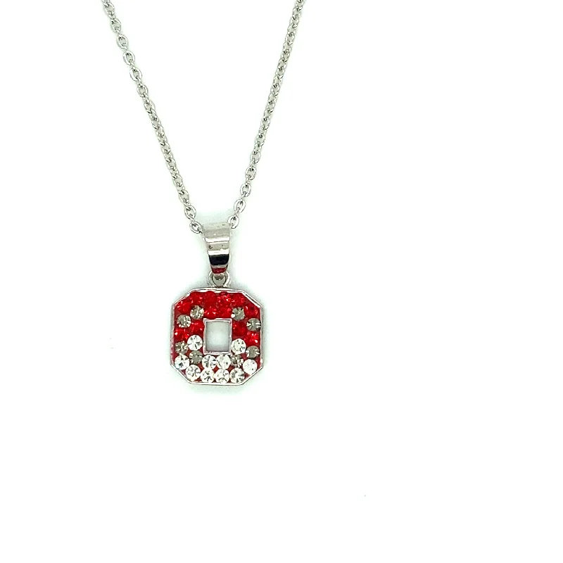 Beautiful necklaces and pendants with diamond halo settings for extra brilliance-Block "O" Necklace