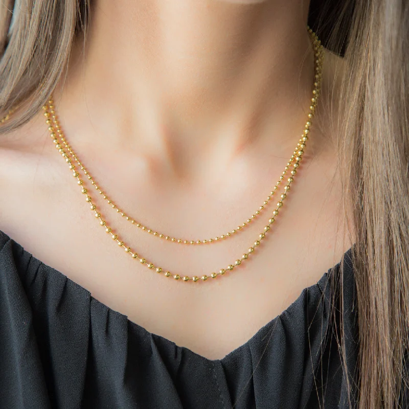 Stunning necklaces and pendants with birthstone pendants for a personal touch-OUTCAST | 18K Gold Plated Dainty Double Layer Ball Chain Link Necklace