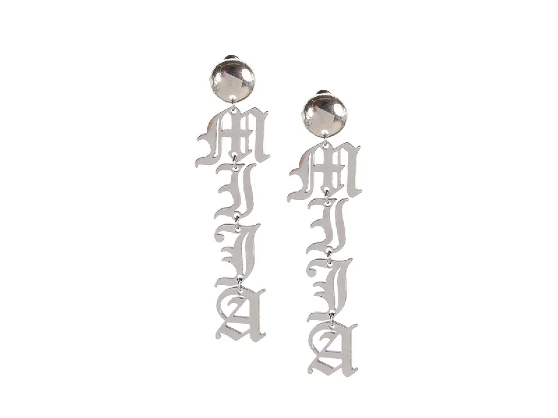 Drop Earrings with Wave Designs -Palabra Earrings: Mija - Silver