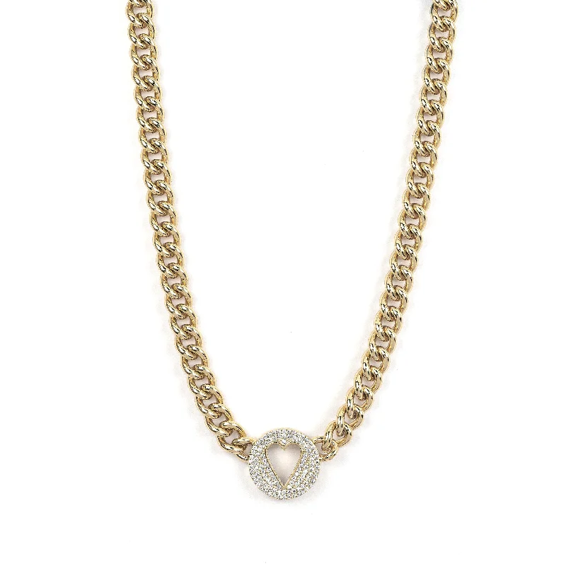 Beautiful necklaces and pendants with diamond-encrusted designs for maximum sparkle-Pave Heart Chain Necklace