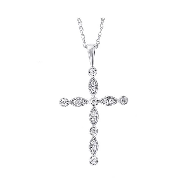 Necklaces and pendants with feather designs for a boho-chic, carefree vibe-14KT WHITE GOLD DIAMOND (1/8CTW) PENDANT