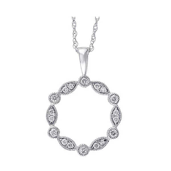 Best necklaces and pendants with cubic zirconia for a budget-friendly dazzling effect-14KT WHITE GOLD DIAMOND (1/8CTW) PENDANT