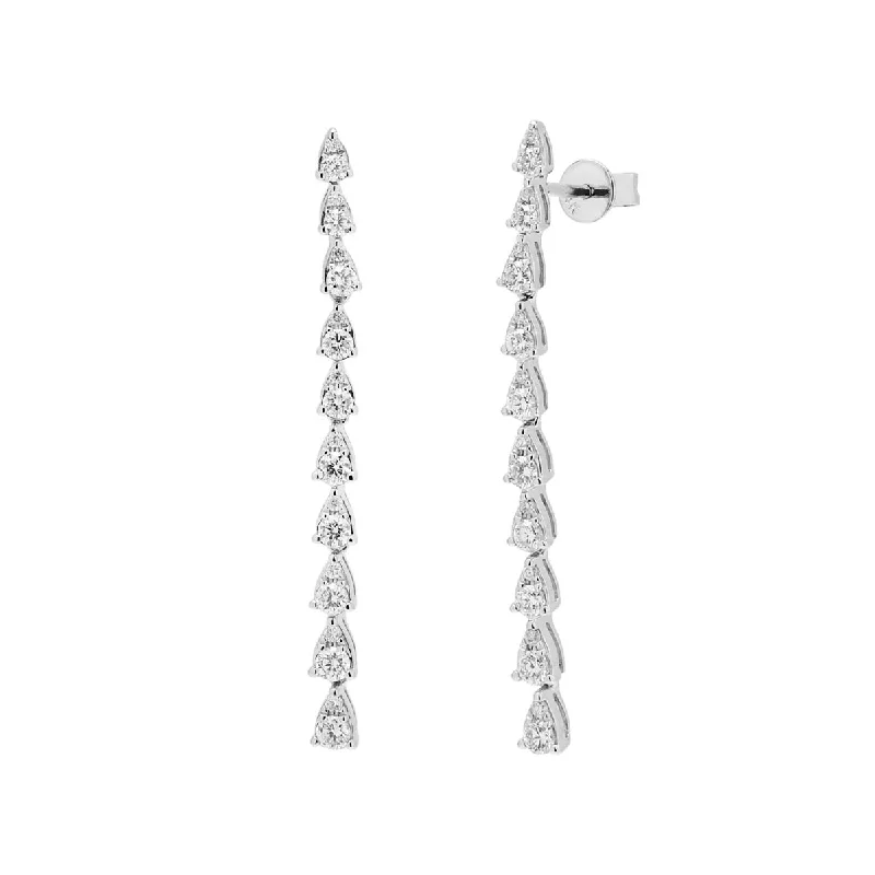 Gothic Drop Earrings with Dark Tone -Pear Shaped Diamond Drop Earrings in 14kt White Gold (7/8ct tw)