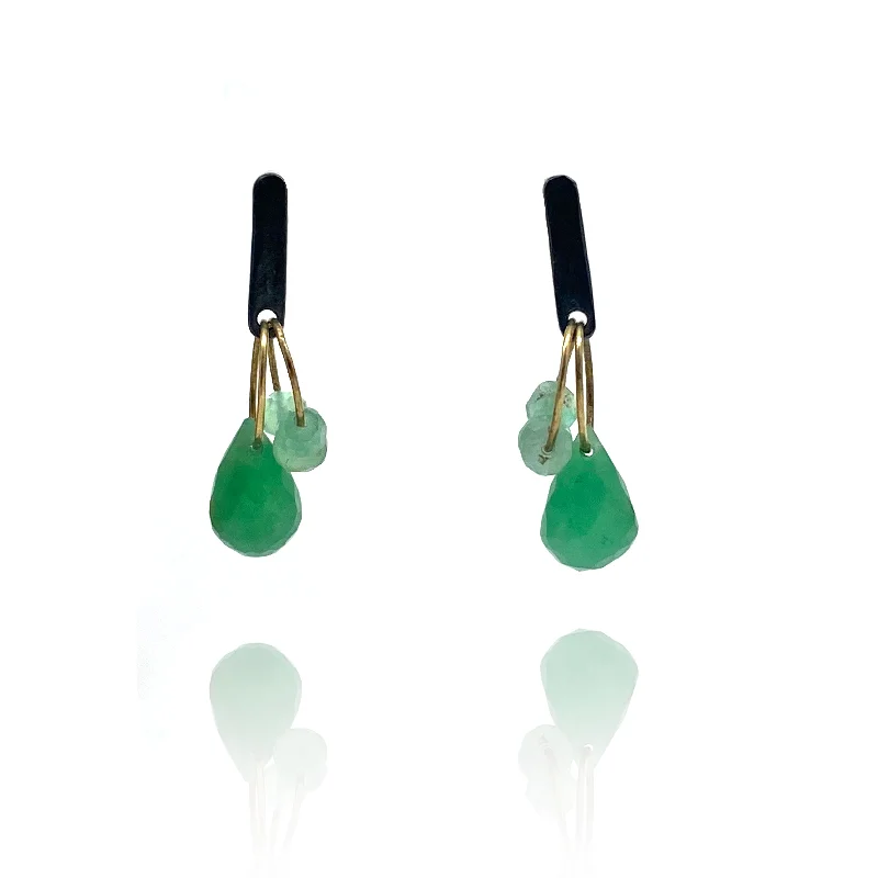 Drop Earrings for Yoga Session -Petite Chrysoprase Dangle Earrings