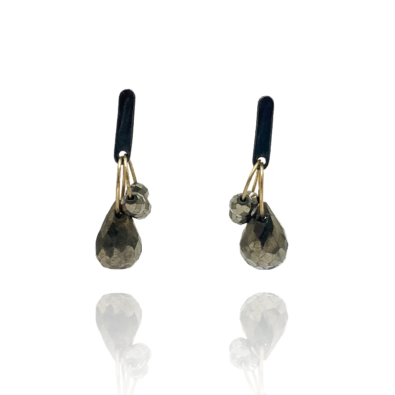 Drop Earrings with Star Motifs -Petite Pyrite Dangle Earrings