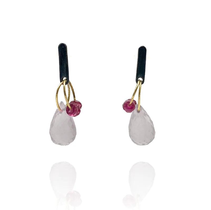 Drop Earrings with Symbolic Elements -Petite Rose Quartz Dangle Earrings