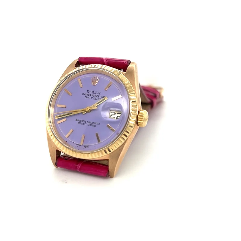 Best necklaces and pendants with turquoise stones for a vibrant boho-chic look-1974 Rolex Datejust 36 Lavender 18kt Rose Gold