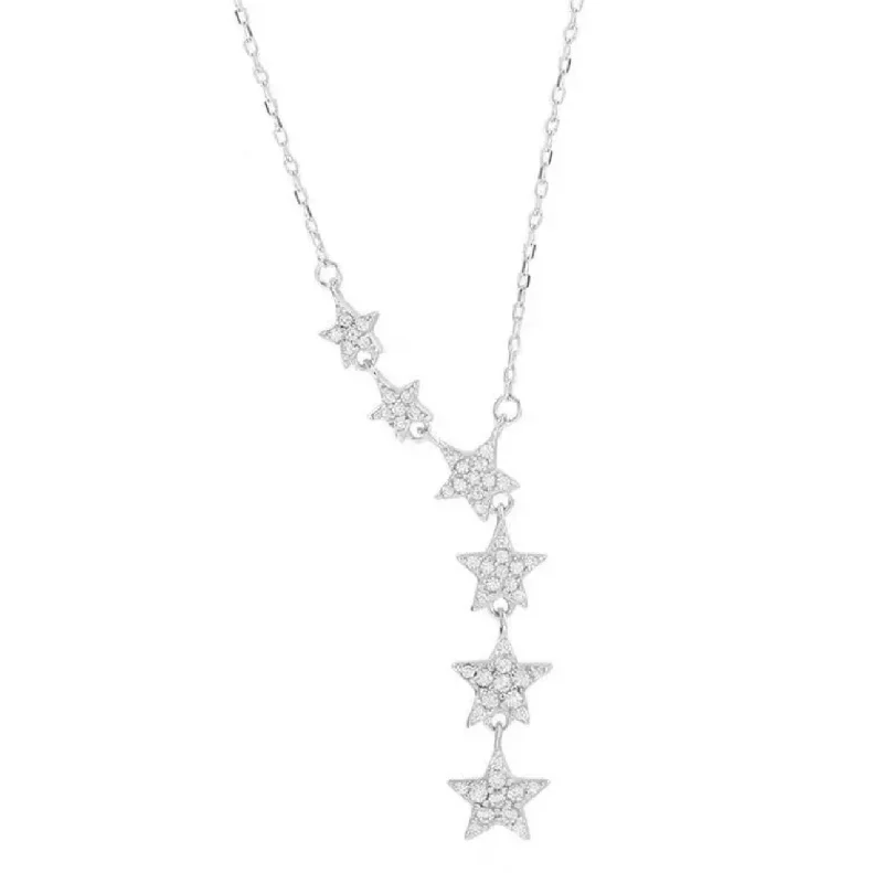 Trendy necklaces and pendants with statement pieces for a bold fashion statement-SHOOTING STAR - Sterling Silver & Zircon Necklace