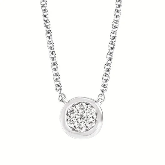 Necklaces and pendants with leaf-shaped designs for an earthy, organic feel-Silver Diamond Cluster Pendant Necklace