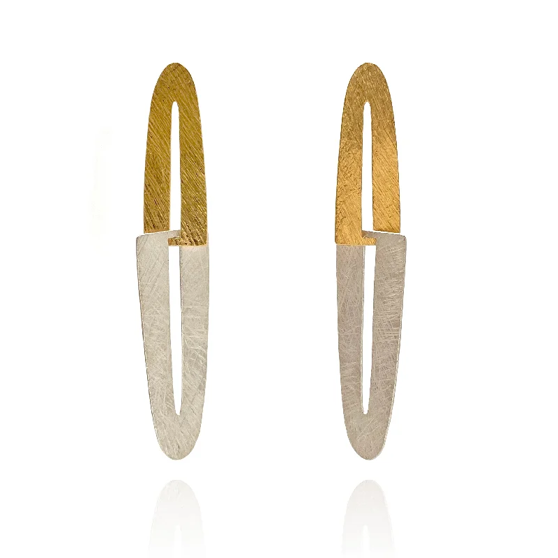 Drop Earrings for Graduation Day -Silver & Gold Arch Earrings