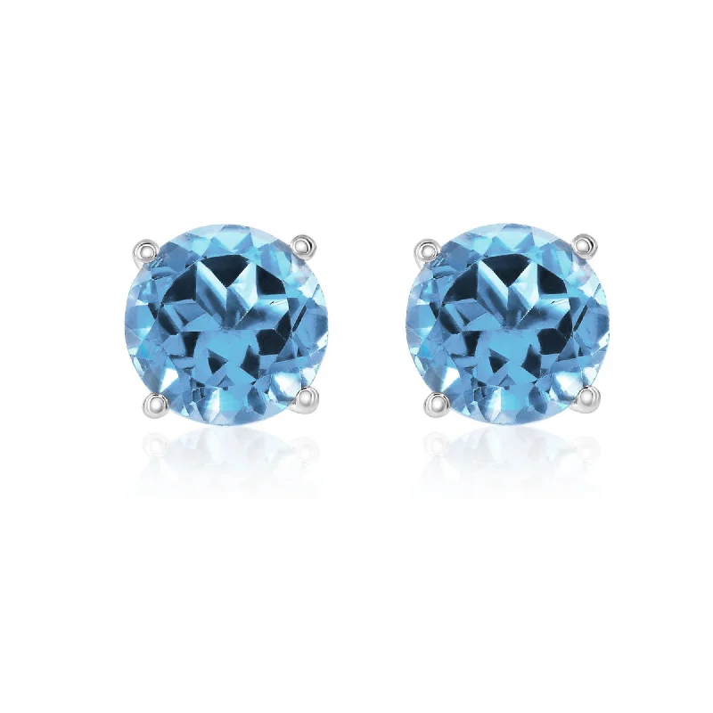 Drop Earrings for Travel Look -Smyth Jewelers 14k Gold Swiss Blue Topaz Stud Earrings