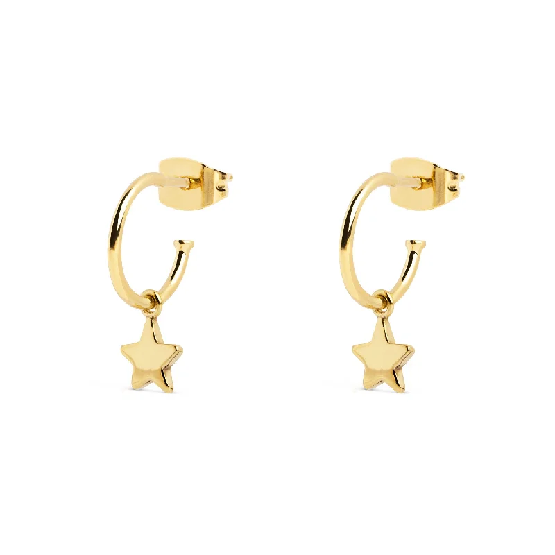 Floral Drop Earrings with Petals -Star Gold Hoop Earrings