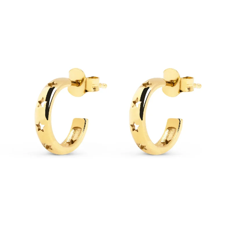 Gold Drop Earrings for Women -Stars Hole Gold Hoop Earrings