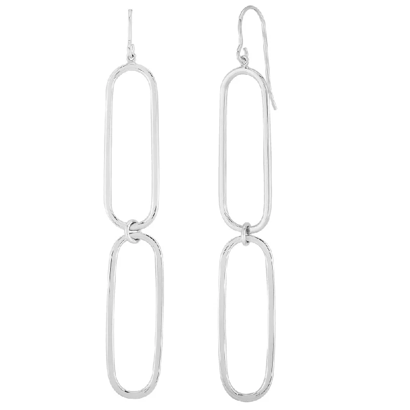 Drop Earrings with Keyhole Designs -Sterling Silver Paper Clip Dangle Earrings