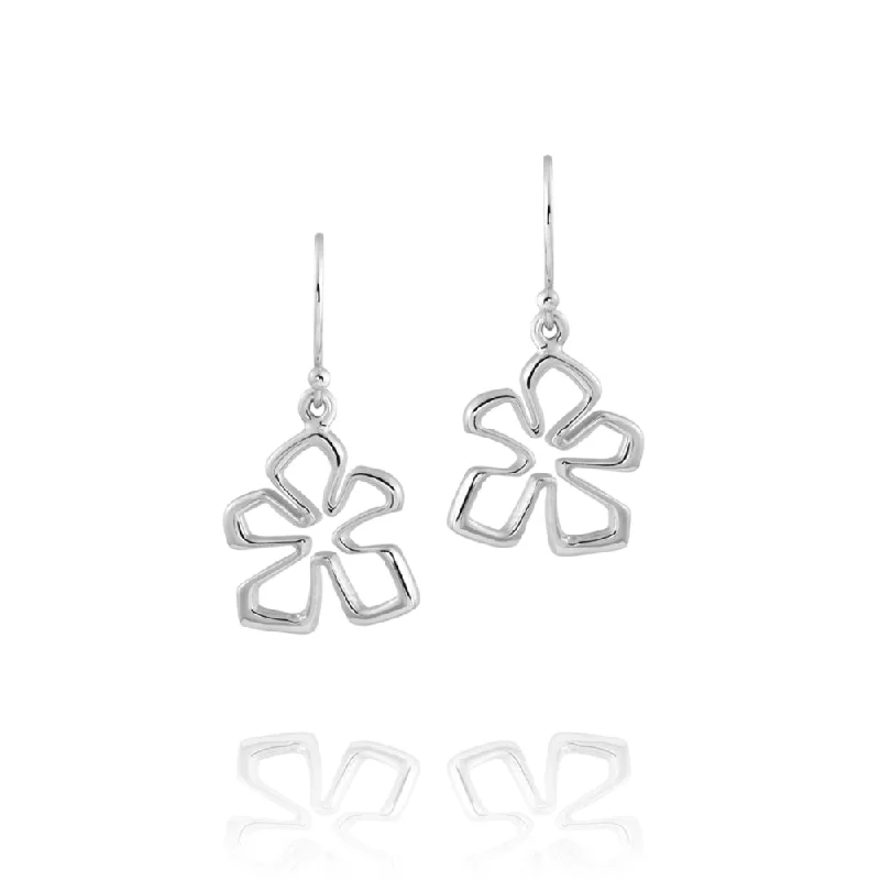 Drop Earrings for Prom Night -Sterling Silver Small Tiki Flower Drop Earrings