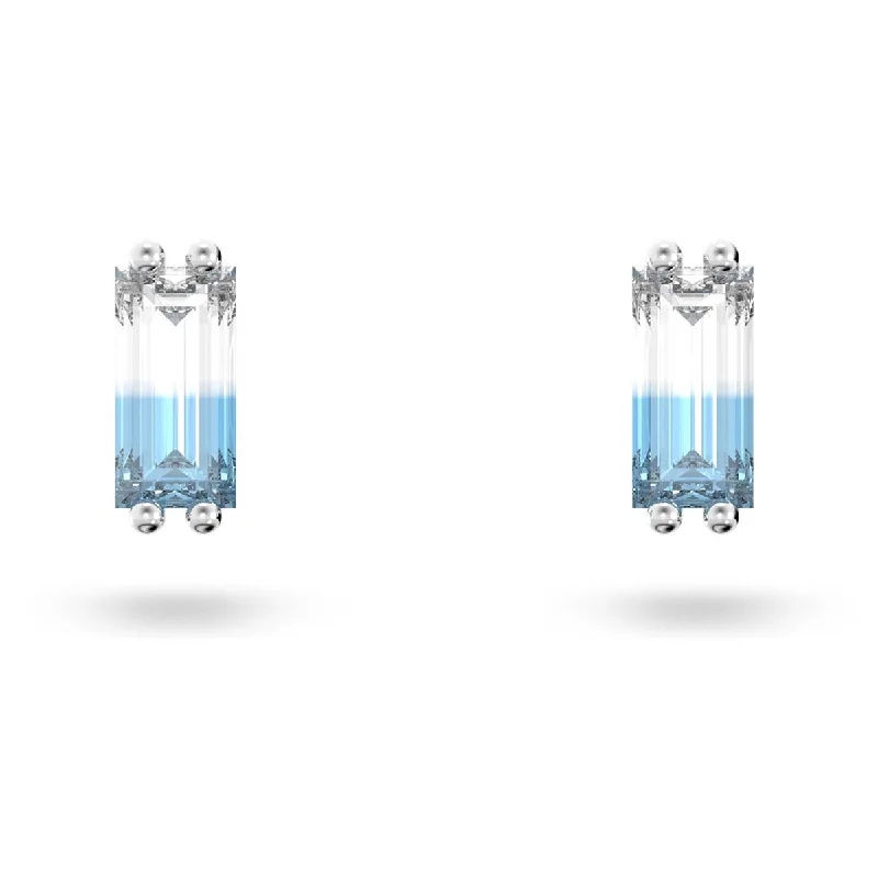 Drop Earrings with Knot Designs -Swarovski Crystal Blue and White Stilla Stud Earrings