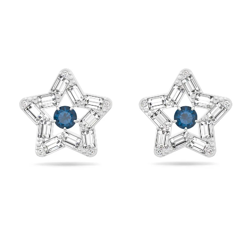 Drop Earrings for Gym Workout -Swarovski Crystal Blue Stella Star Stud Earrings