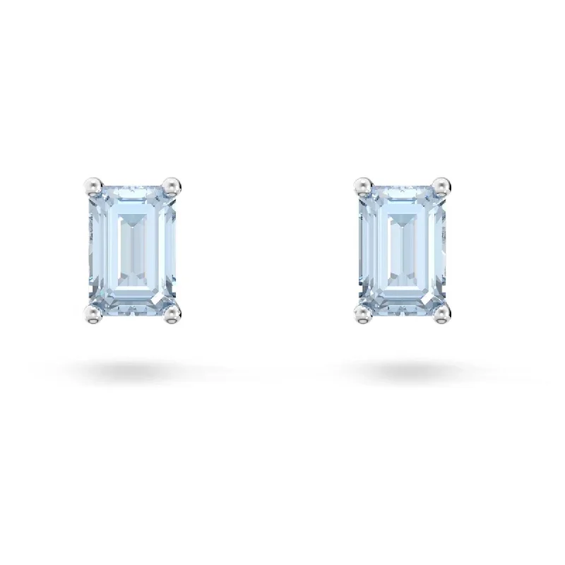 Drop Earrings with Infinity Symbols -Swarovski Crystal Blue Stilla Stud Earrings