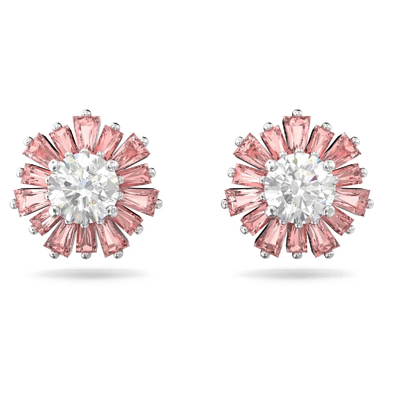 Geometric Drop Earrings for Trend -Swarovski Crystal Pink Sunshine Stud Earrings