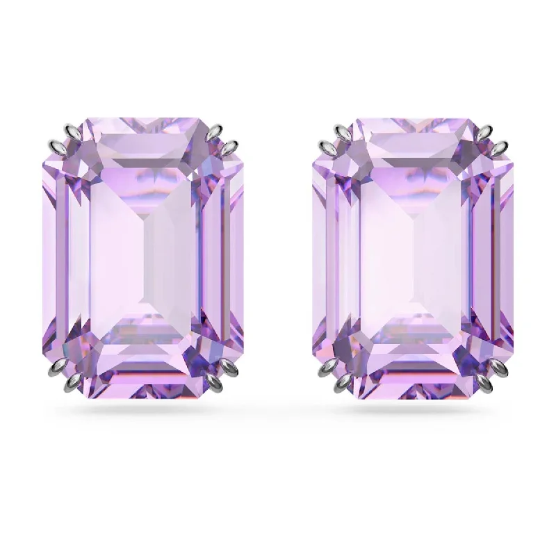 Square Drop Earrings for Modern -Swarovski Crystal Purple Millenia Stud Earrings