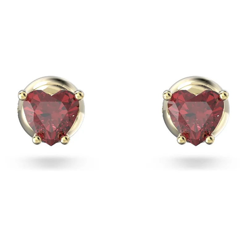 Drop Earrings for Wellness Routine -Swarovski Crystal Red Heart Shape Stilla Stud Earrings