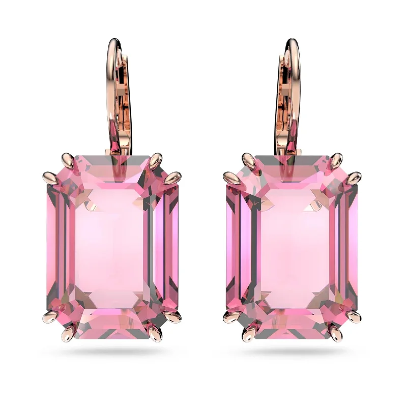 Star Shaped Drop Earrings for Charm -Swarovski Pink Millenia Earrings