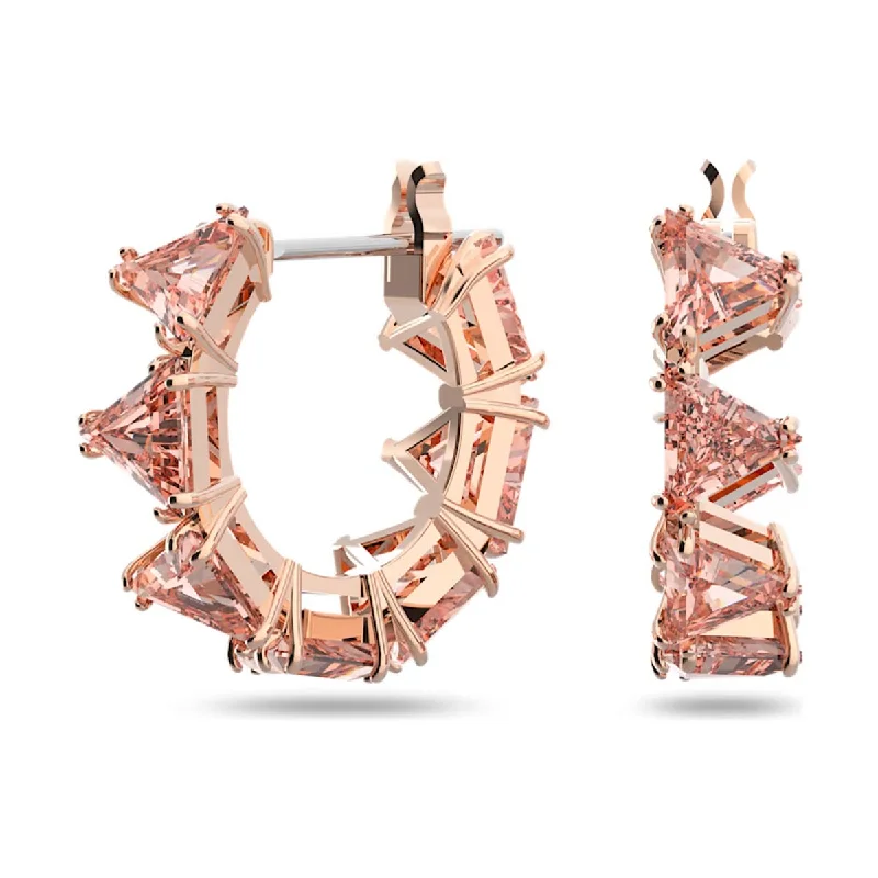 Floral Drop Earrings with Petals -Swarovski Pink Millenia Hoop Earrings