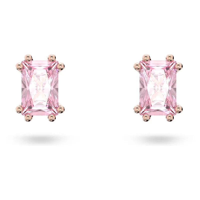 Drop Earrings with Crown Designs -Swarovski Pink Stilla Stud Earrings