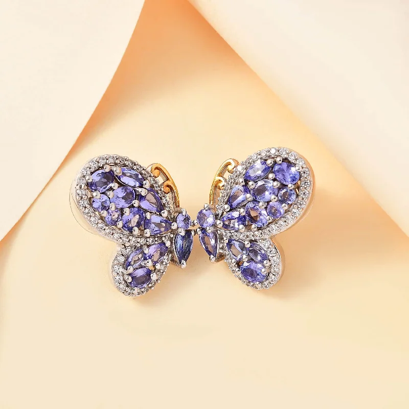 Drop Earrings for Casual Outfit -Tanzanite Butterfly Earrings