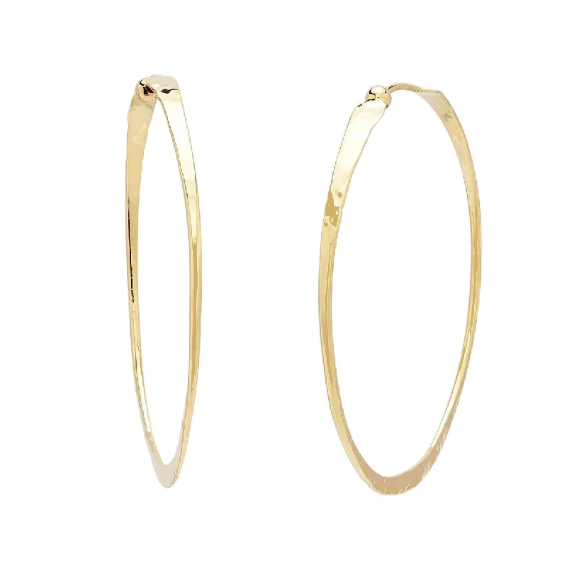 Hippie Drop Earrings with Beads -Twisted Hammered Hoop Earrings in 14kt Yellow Gold